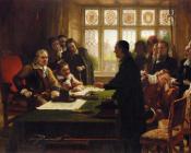 查尔斯 韦斯特 克普 : Oliver Cromwell and His Secretary John Milton, Receiving a Deputation Seeking Aid for the Swiss Protestants